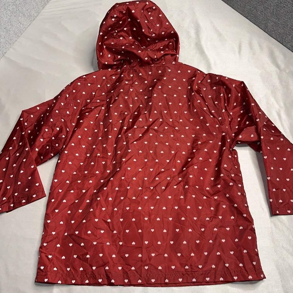 Gymboree Jacket Girls 9 Hooded Pullover Quarter Zip Wind Breaker Red White Heart - Picture 6 of 6